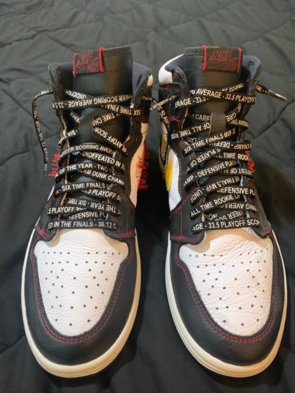 Nike Air Jordan 1 High Black White Red with Yellow Accent